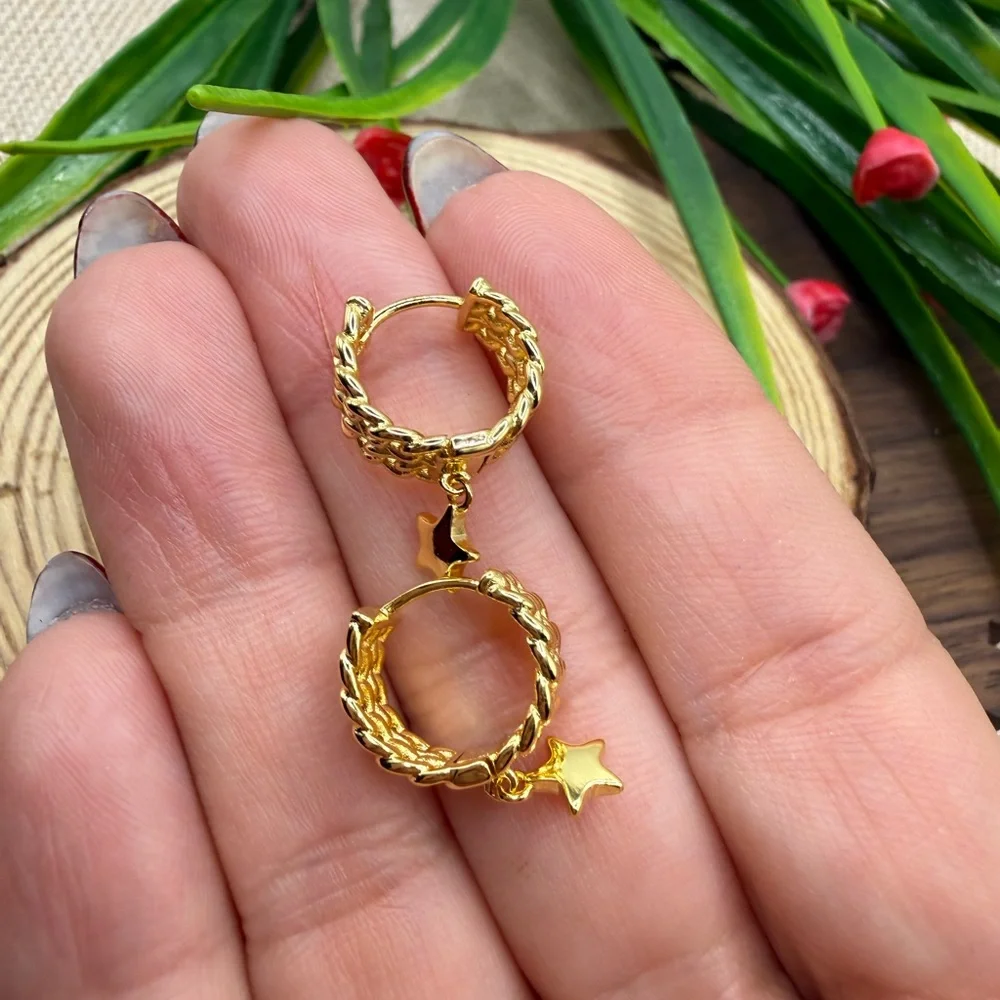 Earrings vermeil sterling silver 925 star